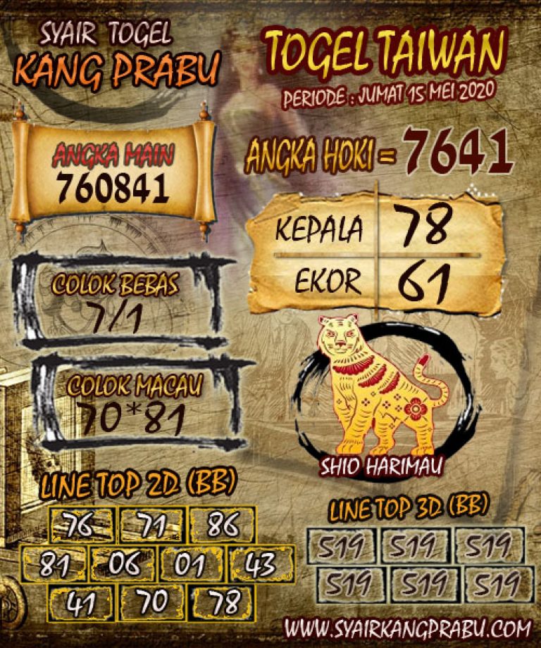 Prediksi Angka Main Togel Taiwan Jumat 15 Mei 2020